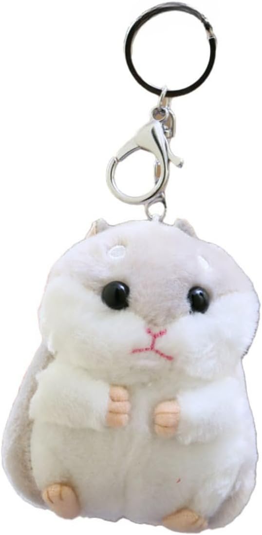 Cute Hamster Plush Keychain - Soft Small Hamster Bag Charm Accessory Adorable Key Holder for Backpack Handbag