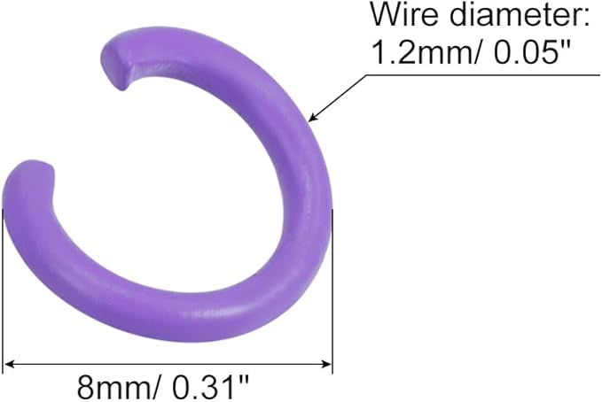 uxcell Open Jump Rings, 8mm Colorful O-Ring Connectors for DIY Crafts Jewelry Making, Carbon Steel, Deep Purple, 100Pcs