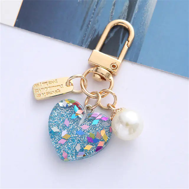 Acrylic Pearl Love Keychain Pendant for Headphones