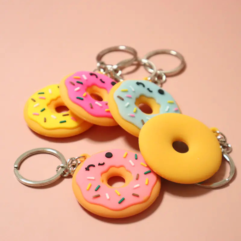 3D Smiley Donut Bread Pendant Keychain Jewelry