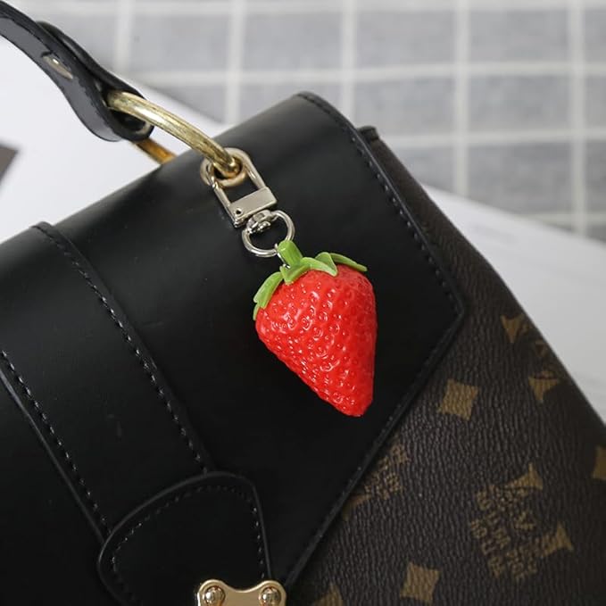 HSYHERE Men Women Creative Interesting Novelty Stylish Mini Simulated Food Orange Shrimp Keychain Key-ring Pendant