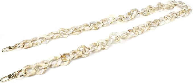 47.24"/120cm DIY Acrylic Resin Replacement Chain Purse Shoulder Strap with Buckle, Beige Round Chain Link