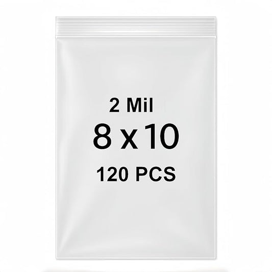120 Pcs Plastic Bags, 8 x 10 inch 2 mil Jewelry Bags, Clear Zip Bag, Resealable Zip Bag for Business, Storage, Candy