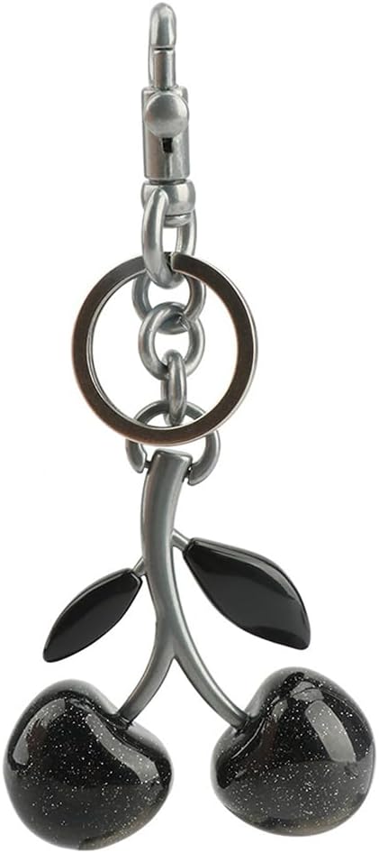 Cherry Keychain for Purse - Resin Alloy Silver Cherry Bag Charm，Cute Fruit Accessory for Women/Gift/Home/Car