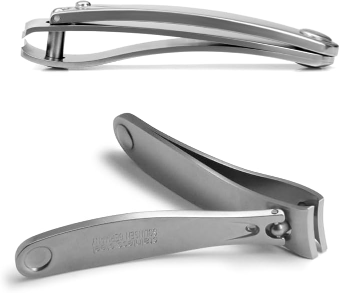 GERMANIKURE Professional Large Nail Clipper (8 cm) - FINOX Surgical Stainless Steel Manicure and Pedicure Tools in Leather Case- Ethically Made in Solingen Germany - 4712 - Travel Size Nail Care