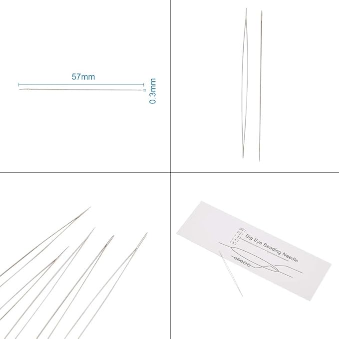 Craftdady 10Pcs Big Eye Beading Needles 2.24-Inch Stainless Steel Collapsible Embroidery Sewing Needles for Jewelry Making