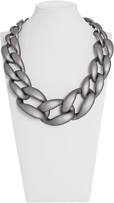 Firstmeet Chunky Acrylic Necklace Smooth Chain Link Cool Statement Choker Cuban Style Jewelry Gift for Women