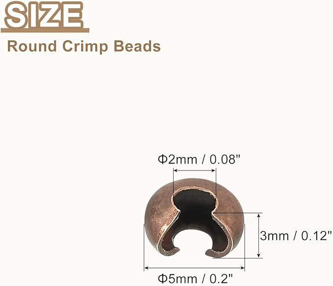 uxcell 100pcs Crimp Bead Covers, 4mm/0.16" Half Round Open Crimp Beads Knot Cover Metal Small Loose Beads End Tip for Bracelet Jewelry Making Craft DIY, Red Bronze