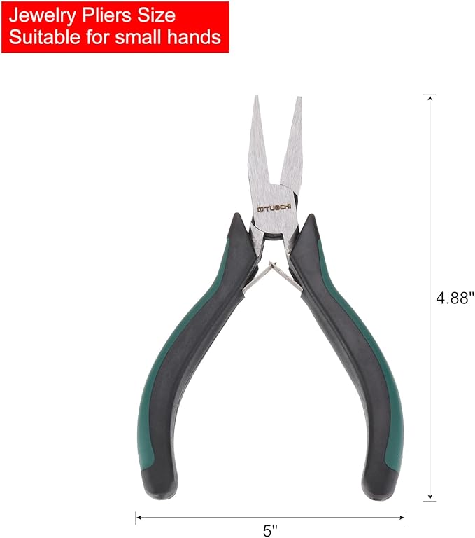HARFINGTON Flat Nose Pliers 5" Jewelry Pliers Precision Fine Nose Pliers for Jewelry Making Hand Tools Beading Hobby Work Craft