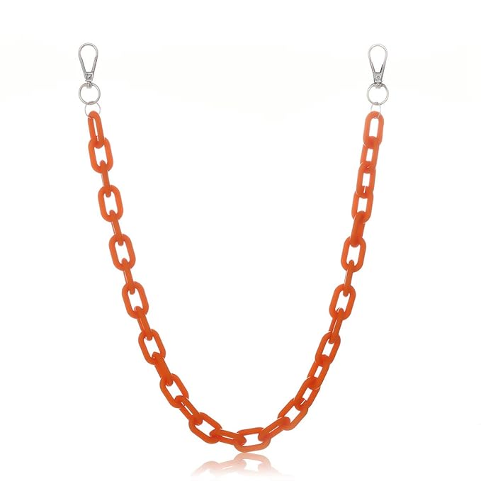 Sither Color Acrylic Jean Chains Wallet Chain Pocket Chain Belt Chains Keychain Hip Hop Punk Jean Pants Wallet Chains for Women and Men Gift on Halloween (orange)