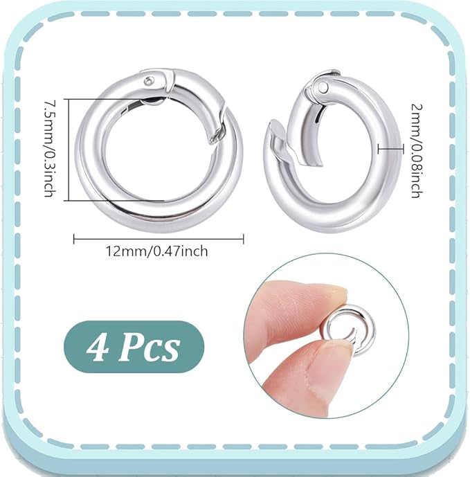 UNICRAFTALE 4Pcs 304 Stainless Steel Spring Gate Rings Round Ring Springring Trigger Clasp Spring Snap Clip Hooks Metal Split Rings Keyring Buckle for Jewelry Making