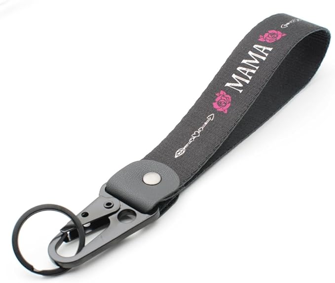 2 Pcs Classic Black & Floral Keychain Wristlet Lanyard for Women couples, Flower Wristlet Strap for Keys Hands-Free Wearable