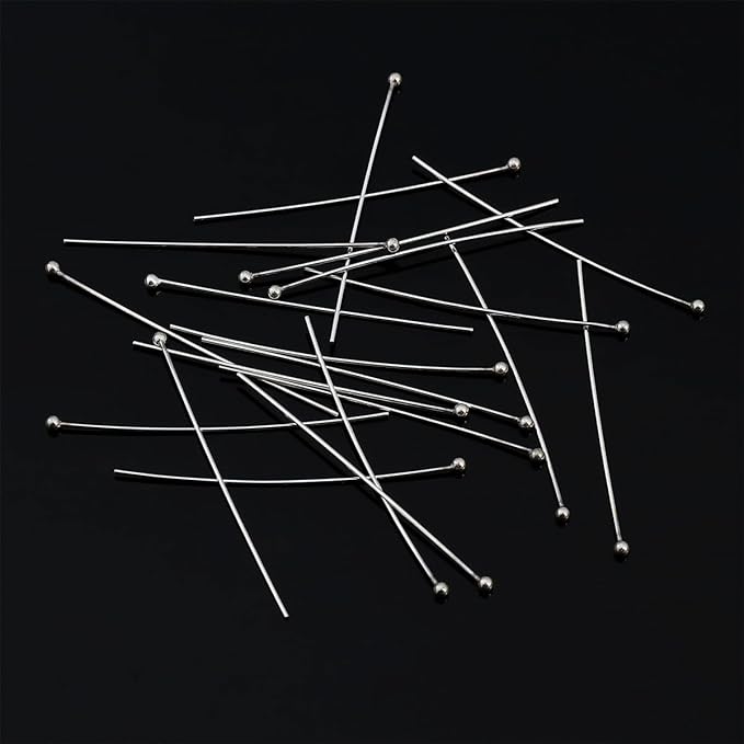 925 Sterling Silver Ball Head Pins 0.5x35mm 20pcs for Jewelry Making Findings
