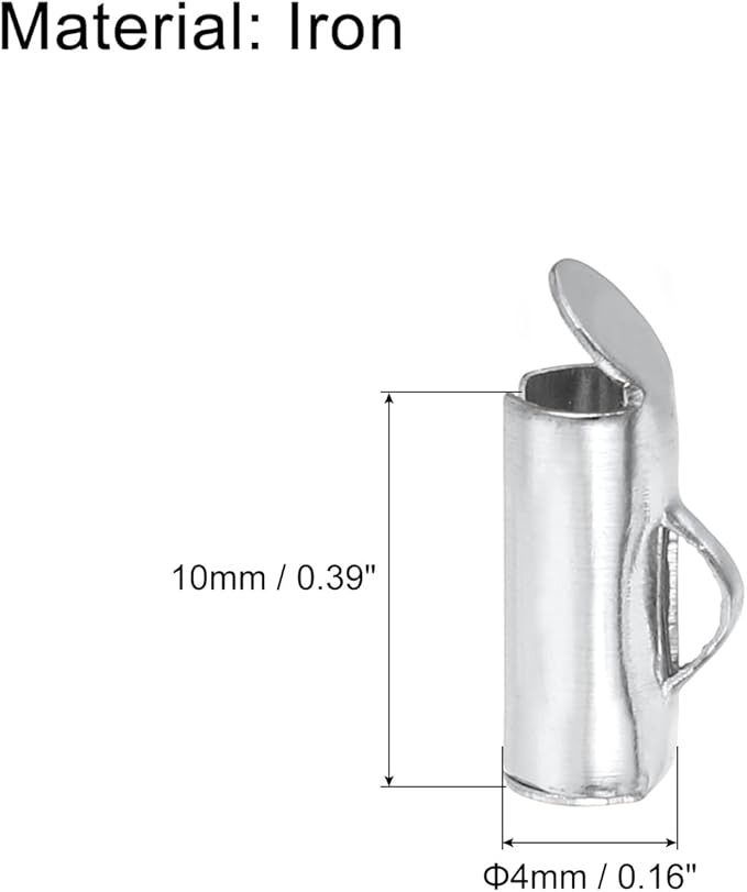 uxcell 100Pcs Slide on End Clasps, 10mm Tube Ball Bead Slider Crimp Ends for Multi-Strand DIY Craft Making, Silver Tone