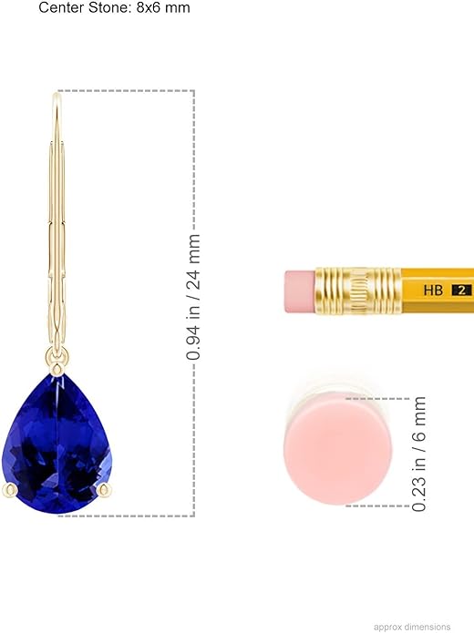 ANGARA Natural Tanzanite Earrings for Women | Solitaire Pear-Shaped Tanzanite Leverback Earrings in 14K Solid Gold/Platinum | December Birthday, Anniversary, Gemstone Jewellery Gift