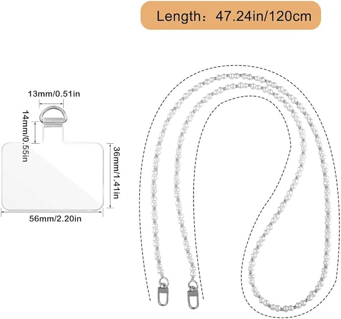 Phone Crossbody Chain Cell Phone Lanyard,Universal Leather+Metal Shouder Strap with Phone Tether Patches (V)