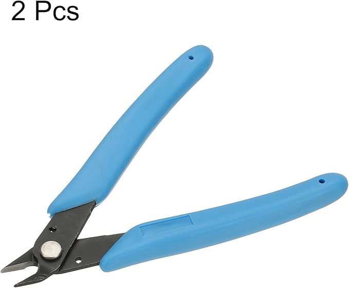 HARFINGTON 2pcs 5" Flush Cut Pliers Small Precision Wire Cutter Side Cutter Diagonal Cutting Pliers for Jewelry Model Electronic 3D Print, Light Blue