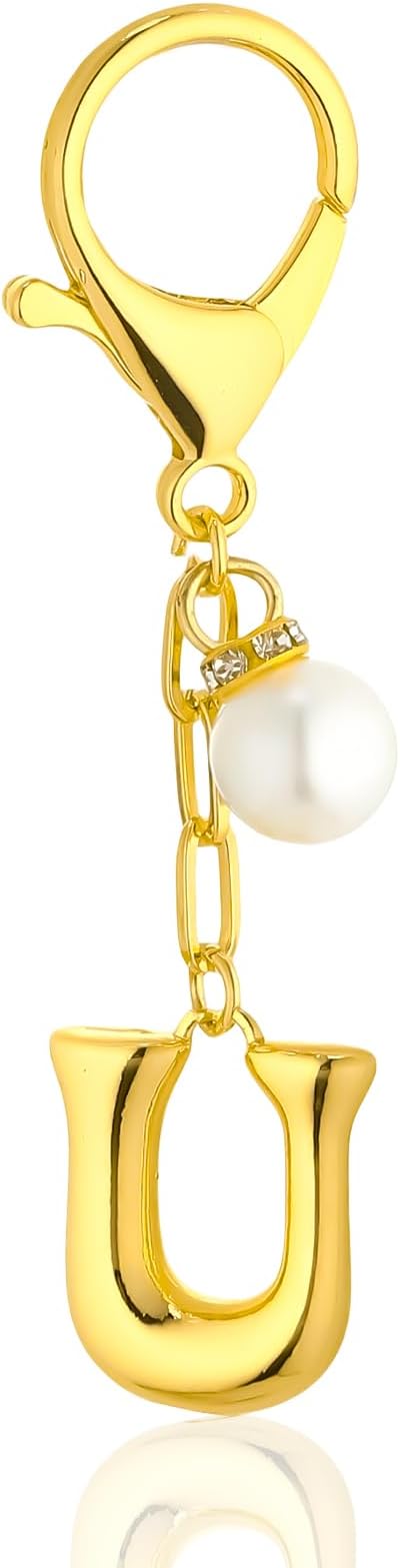 VICKHU Gold Plated Bubble Initial Letter Cute Keychain for Women Car Key Purse Decorative Keyring Handbag Charms Fashion