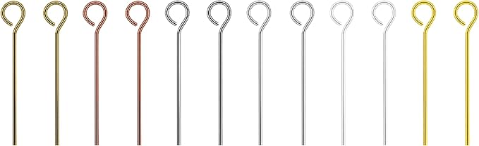 Mandala Crafts 850 Assorted 1 Inch Metal Eye Pins for Jewelry Making Earring Making Supplies Jewelry Findings Open Eye Head Pins for Earrings DIY Bracelets Rosary Charms