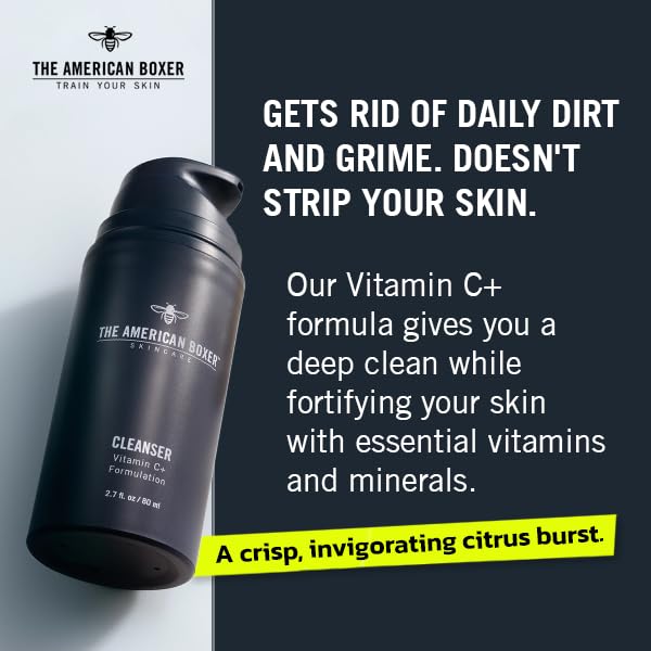 THE AMERICAN BOXER Kickass Cleanser Hydrating Mens Face Wash for Men - Essential Vitamins and Minerals - For All Skin Types - Organic - Cruelty Free - Naturally Derived Ingredients
