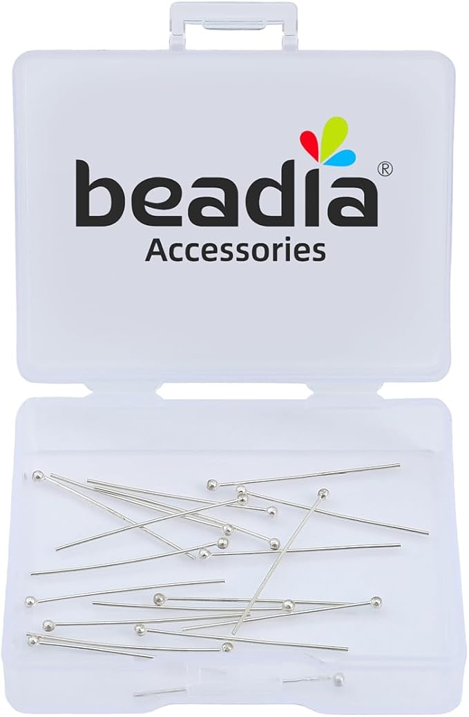 925 Sterling Silver Ball Head Pins 0.5x25mm 20pcs for Jewelry Making Findings