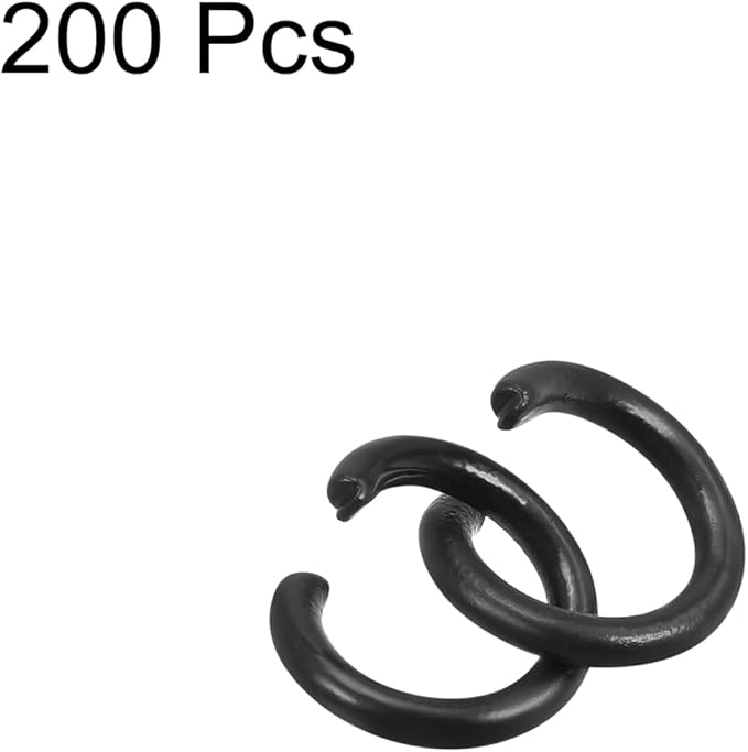 uxcell Open Jump Rings, 10mm Colorful O-Ring Connectors for DIY Crafts Jewelry Making, Carbon Steel, Black, 200Pcs
