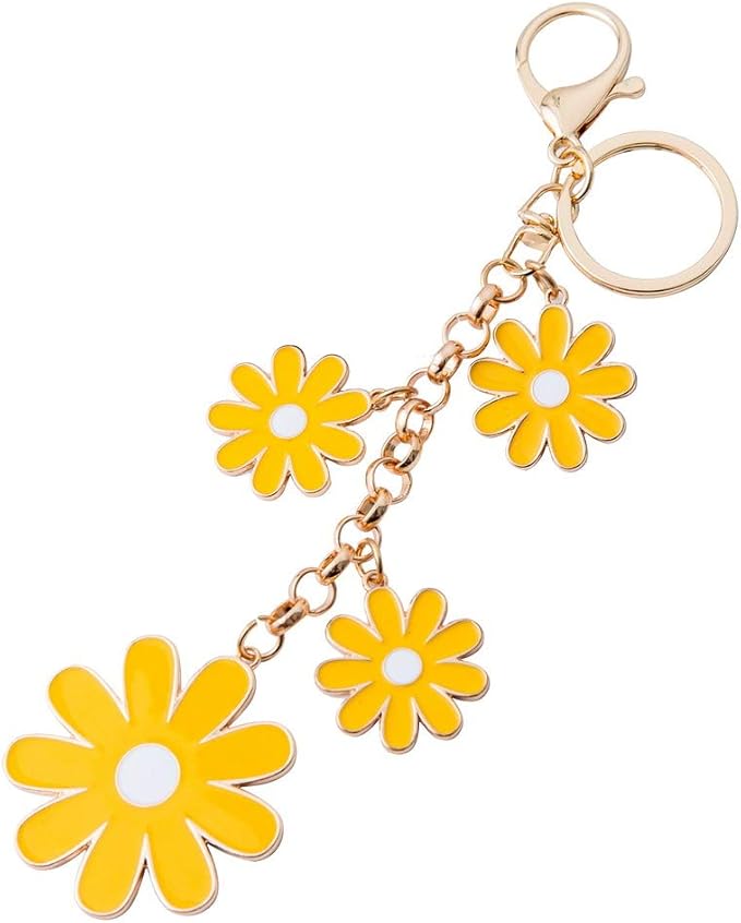 Women's Flower Bag Charms Enameled Keychain Purse Accessories