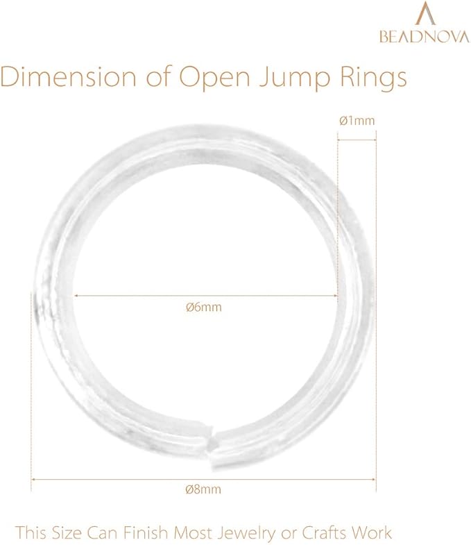 BEADNOVA 8mm Open Jump Rings Silver Jump Rings for Jewelry Making and Keychains (900Pcs)