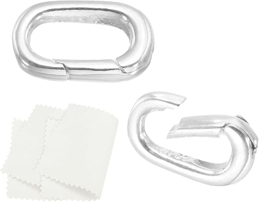 PATIKIL 12x7mm 925 Sterling Silver Spring Gate Rings, 2Pcs Tiny Oval Spring Clasps Necklace Enhancer Shortener Closures Connector for Jewelry Making Necklaces DIY, Silver Tone
