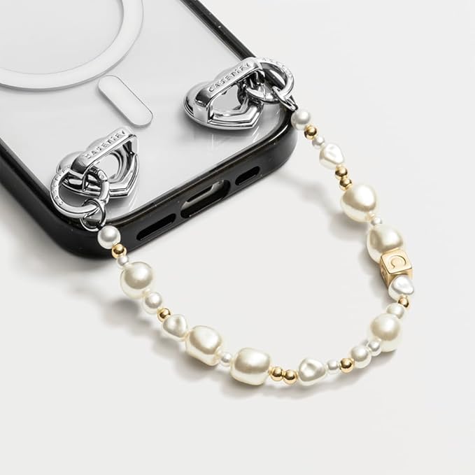 CASETiFY Charm Keychain - Metallic Bow/Classic Pearl/Shiny Silver/C Cube Chain