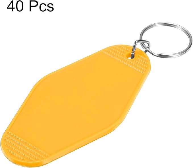 uxcell 40pcs Hotel Keychains Blank Vintage Plastic Rhombus Motel Keychains Hotel Key Tags Rings for DIY Luggage Labels