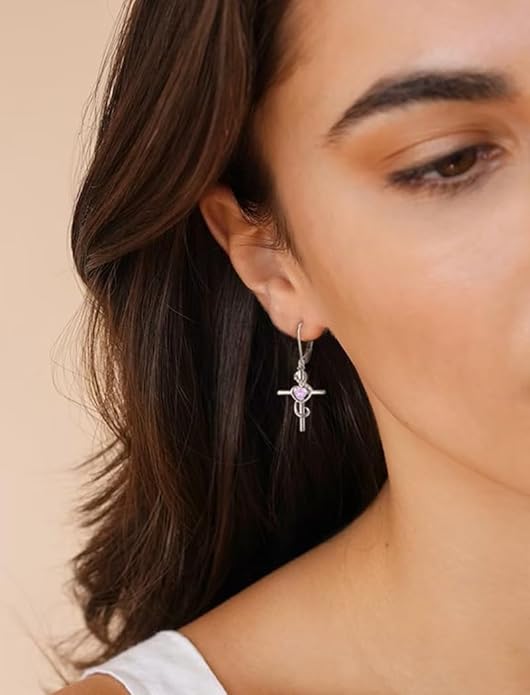 Starchenie Women's Note Cross Earrings Sterling Silver Treble Clef Leverback Earring Music Note Jewelry for Music Lover