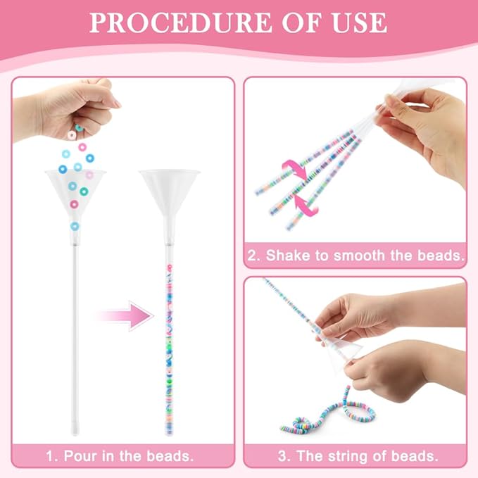 homfanseec Beading Funnel Bracelet Making Kit with Beading Funnels, Beading Needles, Clips, Caps, Tubes, 4pcs Beading Needles Bracelet Making Kit for Jewelry Making, Necklace Making(Clear)