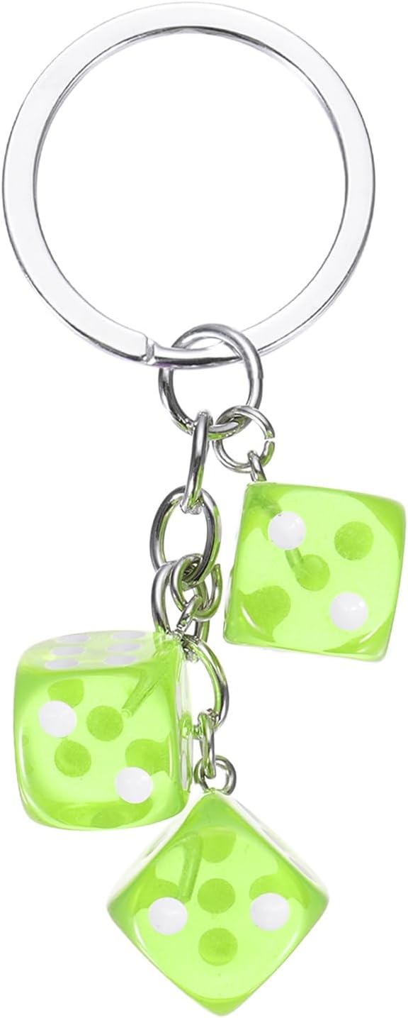 PATIKIL Lucky Dice Keychain Charm, Resin 3D Cube Square Mini Dice Keyrings with 3 Pendants for Bag
