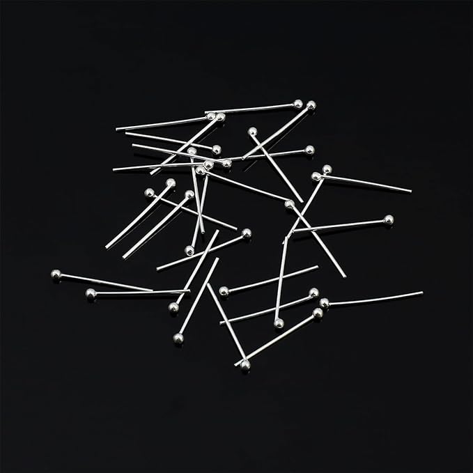 925 Sterling Silver Ball Head Pins 0.5x15mm 30pcs for Jewelry Making Findings