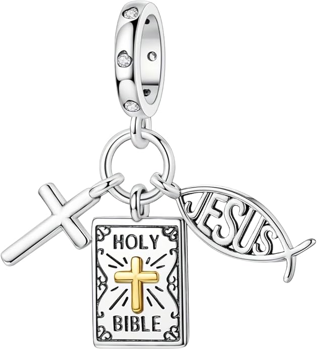 Hamsa Hand Dragon Bible Cross Prayer Charm 925 Sterling Silver Charms Fits Women's Charm Bracelet and Necklace Bead Charms Jewelry Gifts for Sister Friend