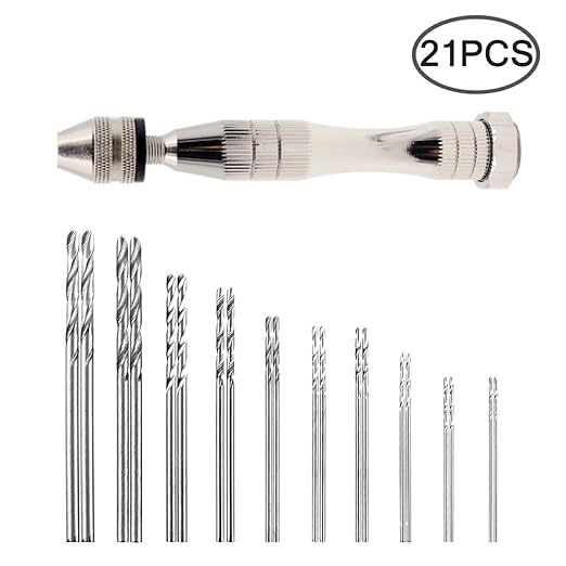 Hand Pin Vise with 20 Pcs Drill Bits, FineGood Precision Hand Drill Rotary Tool with Mini Twist Drill Bits Set for Resin Casting Molds, Jewelry Wood Plastic Making