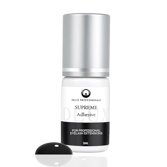 DLUX PROFESSIONAL Eyelash Extension Glue for Professionals - 8 Weeks Retention, 1 Sec Drying Time, Latex Free Semi Permanent Individual & Volume Lash Extension Glue