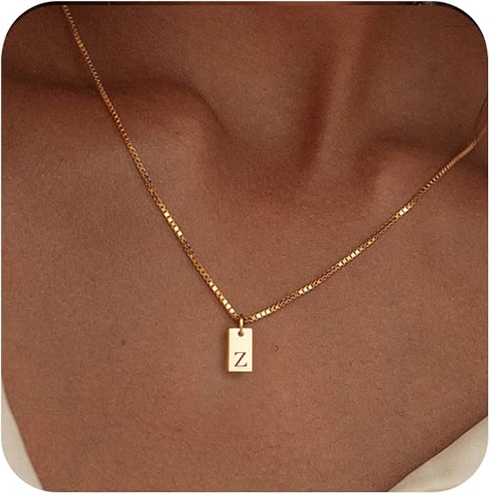 Initial Necklaces for Women 14K Gold Plated Letter Necklace Dainty Name Pendant Necklace Personalized Christmas Gifts for Women Trendy Gold Jewelry