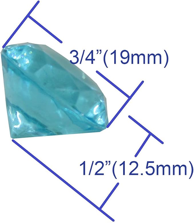 WELMATCH Turquoise Acrylic Diamond Vase Fillers 1 Pound - 240 pcs 3/4 Inch Wedding Party Event Banquet Birthday Decoration Crystals Gem Table Scatters (Turquoise, 240 pcs)
