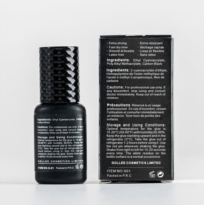 Eyelash Extension Glue 0.5 Sec Fast Drying/Retention -8 Week /(0.17fl.oz / 5ml) Eyelash Glue Waterproof Lash Extension Semi-Permanent Extensions Black Adhesive Supplies for Professional USE ONLY