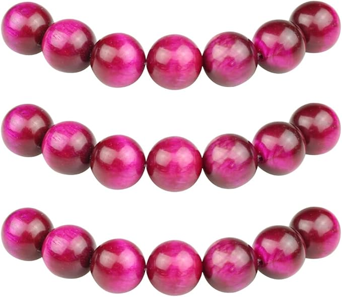 MJDCB Stone Beads 6mm 60pcs Round Rose Red Tiger's Eye Loose Gemstone Bead Charms for Jewelry Making Bracelet Necklace Earring Pendant