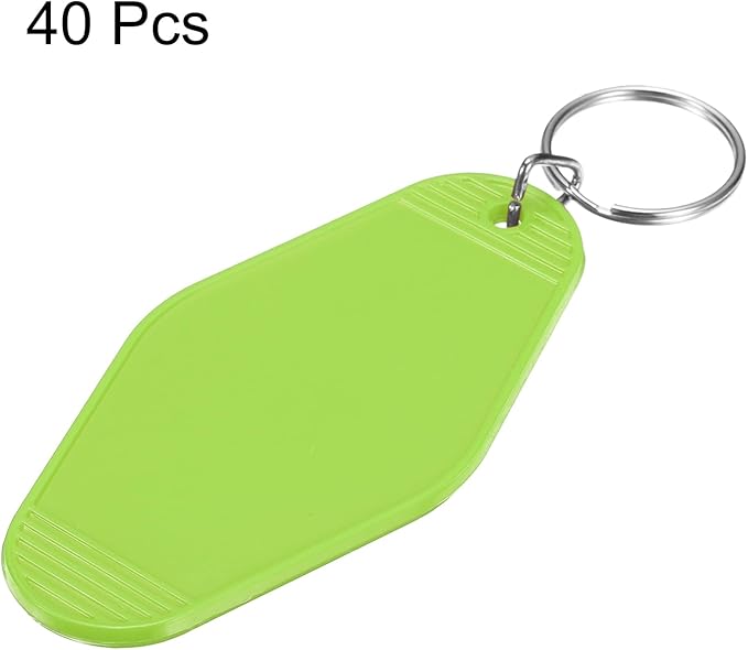 uxcell 40pcs Hotel Keychains Blank Vintage Plastic Rhombus Motel Keychains Hotel Key Tags Rings for DIY Luggage Labels