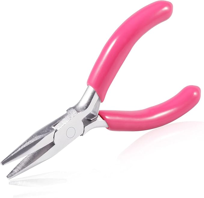 SPEEDWOX Mini Long Nose Pliers 3" Chain Nose With Pink PVC Handle for Jewelry Making, Wire Wrapping, Beading, DIY Craft and Hobby Supplies
