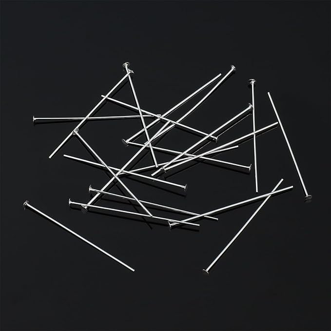 925 Sterling Silver Flat Head Pins 0.5x30mm 20pcs for Jewelry Making Findings