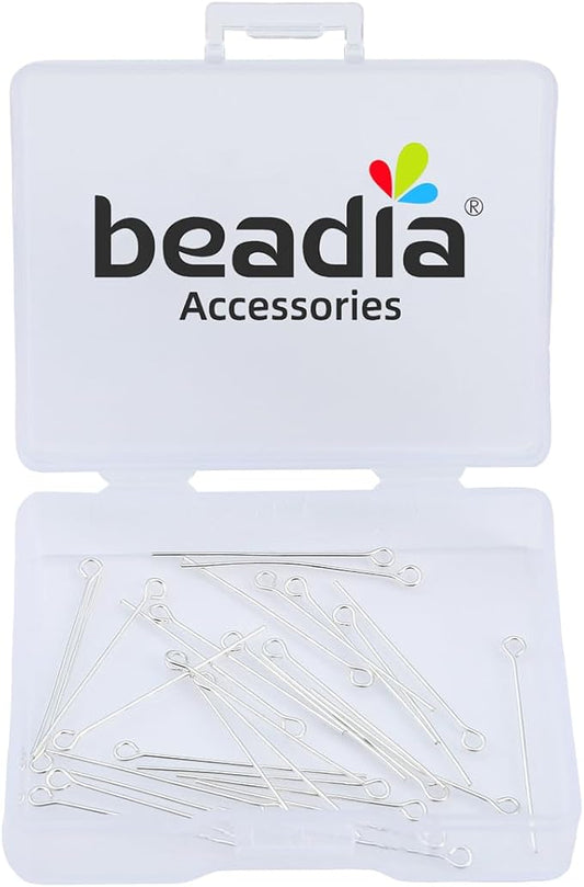 925 Sterling Silver Open Eye Pins 0.5x25mm 30pcs for Jewelry Making Findings