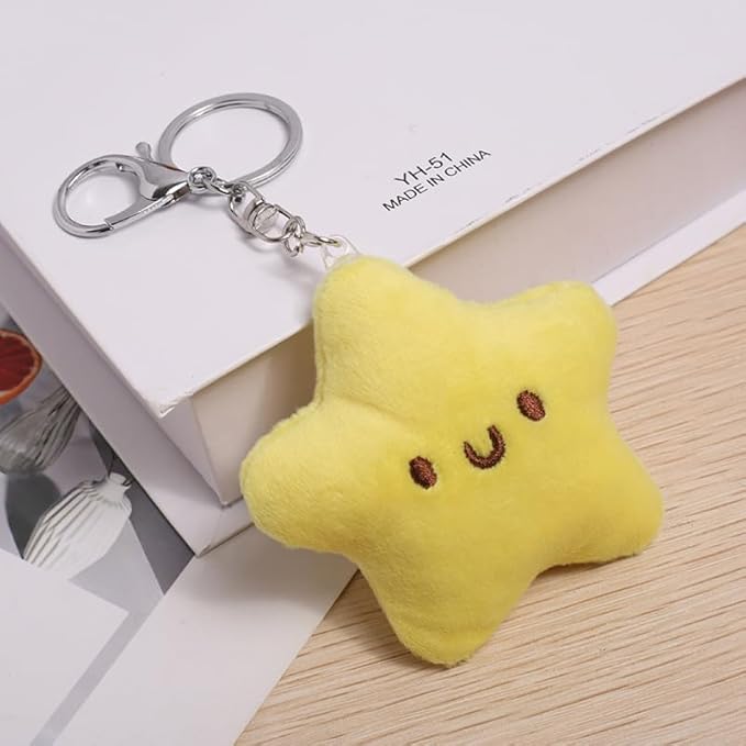 1Pc Yellow Plush Star Car Keychain Backpack Accessories Doll Pendant Heart Healing in Addition to Serving as a Keychain Women's Keyrings and Keychains Car Accessories