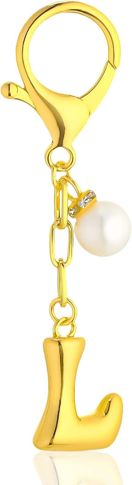 VICKHU Gold Plated Bubble Initial Letter Cute Keychain for Women Car Key Purse Decorative Keyring Handbag Charms Fashion