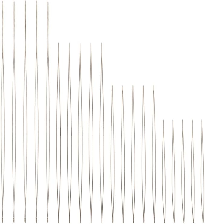 Craftdady 8Pcs Big Eye Beading Needles 4 Sizes Stainless Steel Collapsible Embroidery Sewing Needles for Jewelry Making