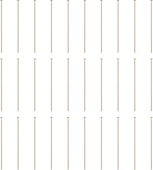 HARFINGTON 100pcs Flat Head Pins 1.57" 40mm Needles Bulk for Earring Pendant Necklace Bracelet Charm Jewelry Making Findings DIY Craft, Rose Gold